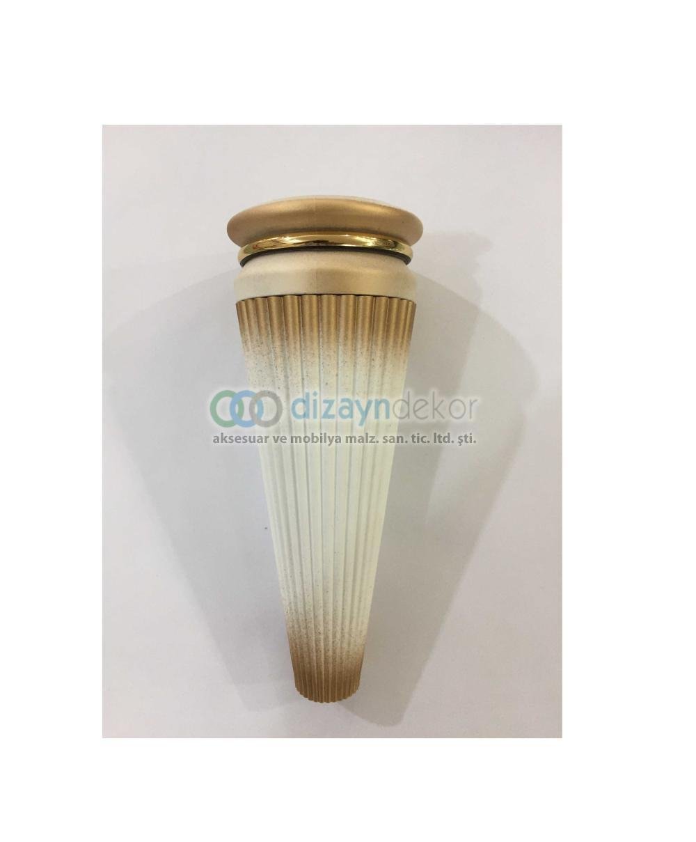 Çizgili Dolap Ayağı Altın Beyaz 18 Cm
