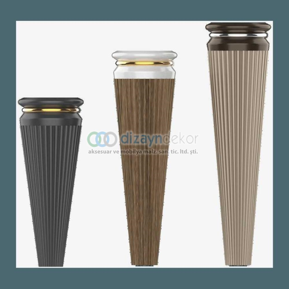 Çizgili Dolap Ayağı Mat Siyah 18 Cm