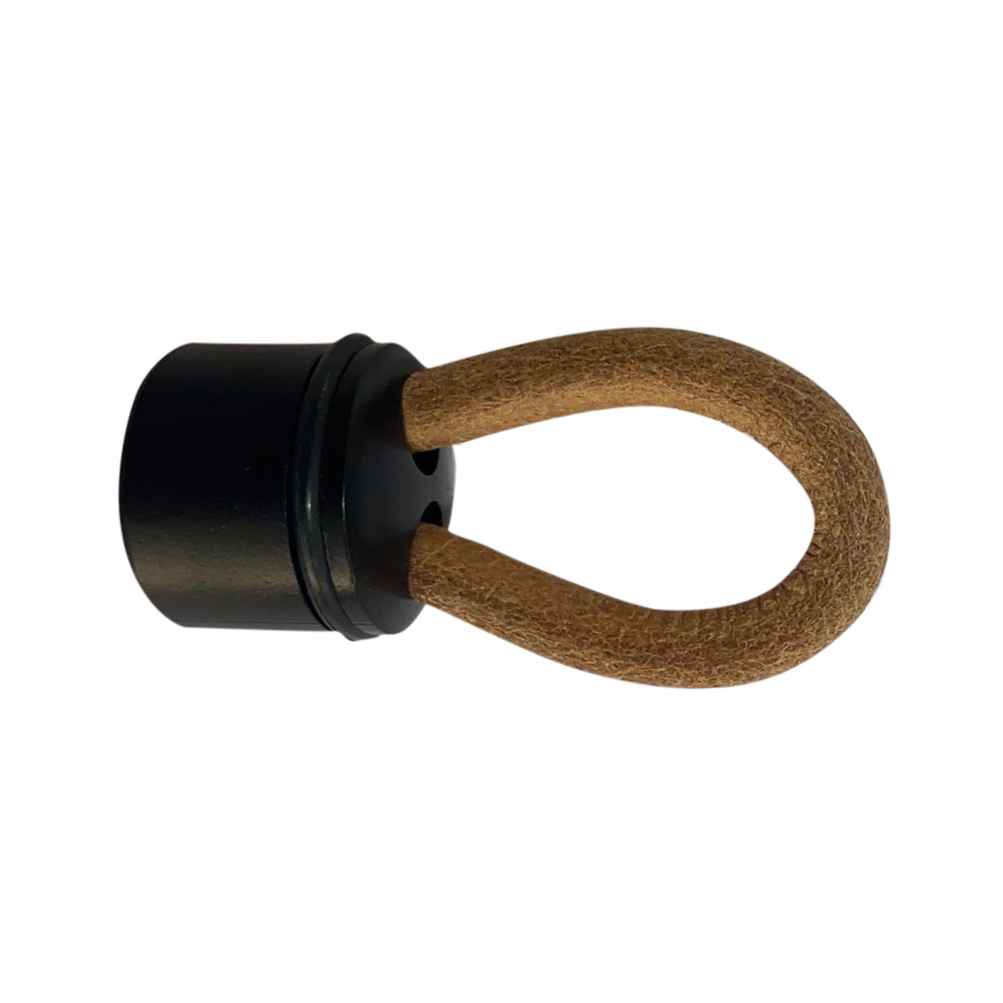 Deri Düğme İp Kulp Oring Tek Delikli Siyah Taba