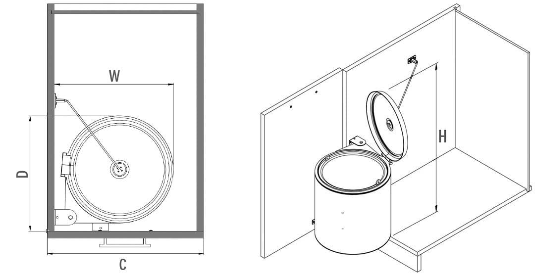 Dolap İçi Çöp Kovası 11 Litre Otomatik S2251