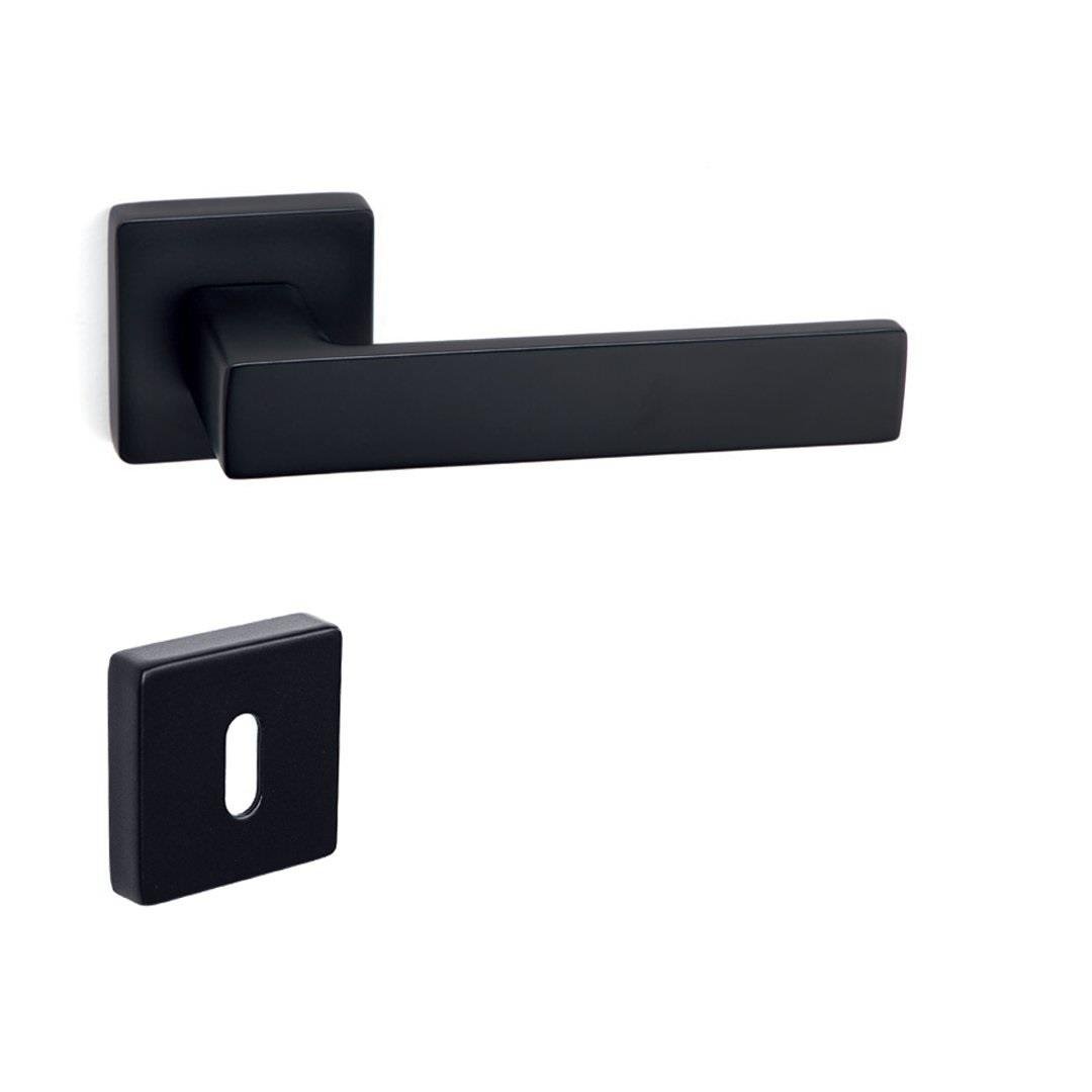 Fosil Rozetli Kapı Kolu Mat Siyah - Oda