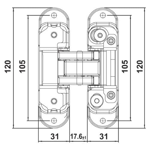 Gizli Ayarlı Kapı Menteşesi Parlak Pirinç 120*31 Mm