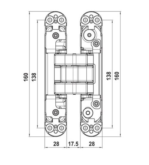 Gizli Ayarlı Kapı Menteşesi Parlak Pirinç 160*28 Mm