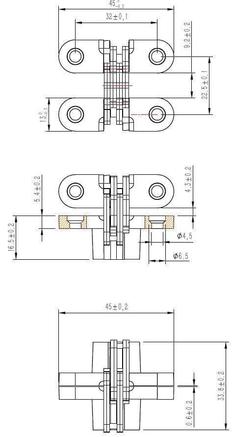 Gizli Kitabe Gömme Masa İlave Menteşesi 45*13 Mm