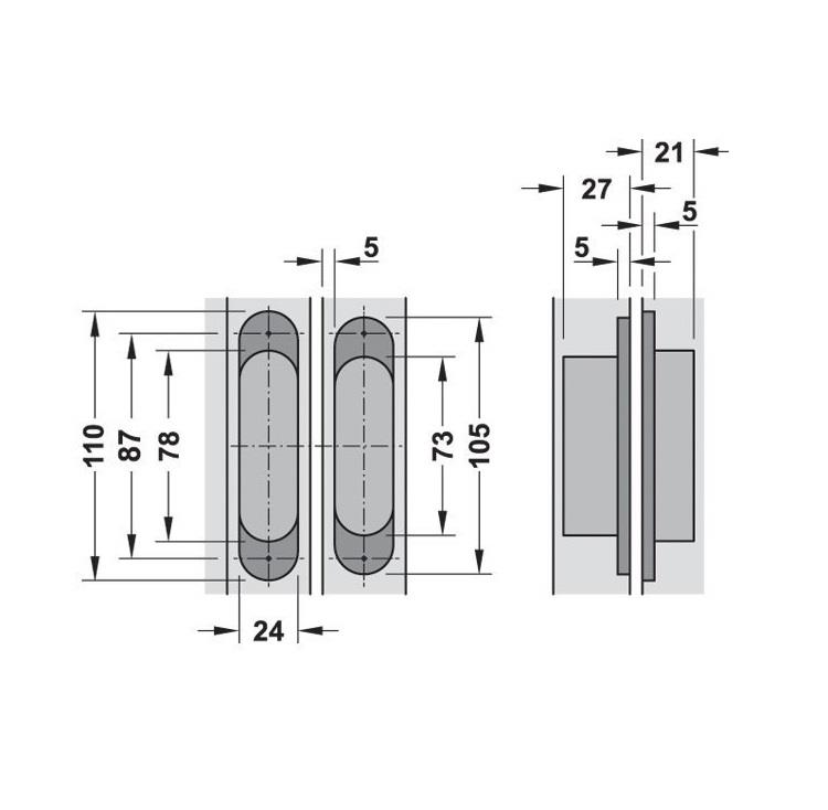 Gizli Menteşe 52kg Mat Siyah Renk 110*24 mm