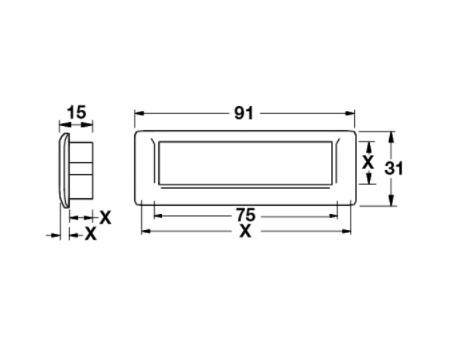 Gömme Kulp Kare Antik Bronz 75 Mm