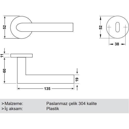 Hafele Werner Mat Siyah Rozetli Kapı Kolu - Oda Tipi