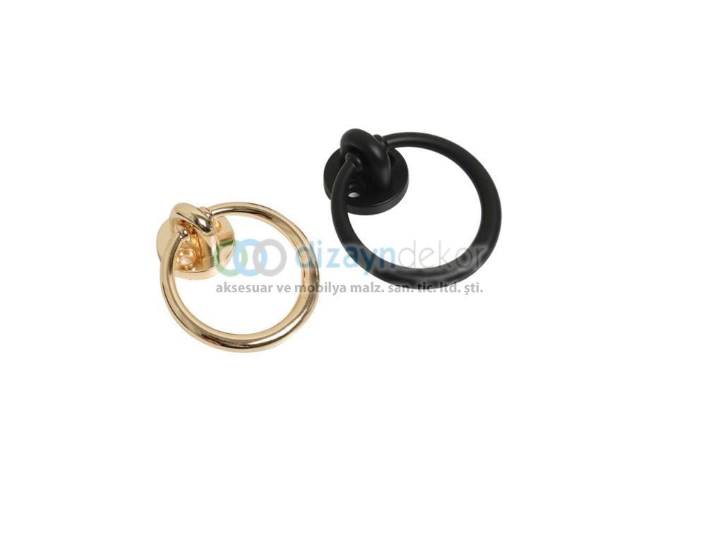 Halka Süs Yuvarlak Üstten Vidalı Sarkaç Kulp 65 Mm. Mat Siyah