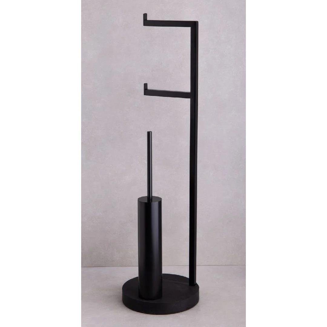 Hareketli Wc Set Yedekli Mat Siyah-Siyah Granit