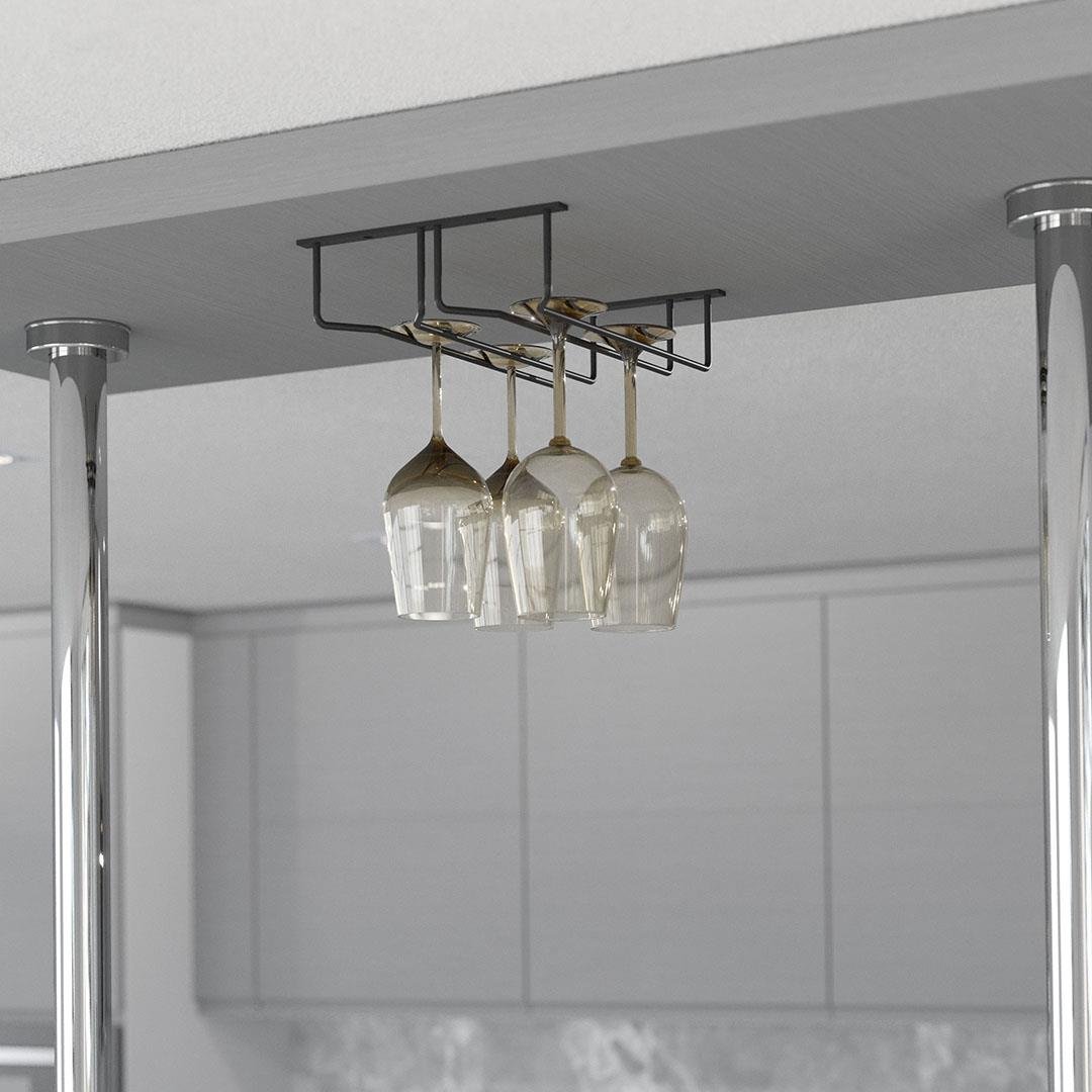 Kadeh Bardak Askısı 4 Bölmeli Krom-antrasit