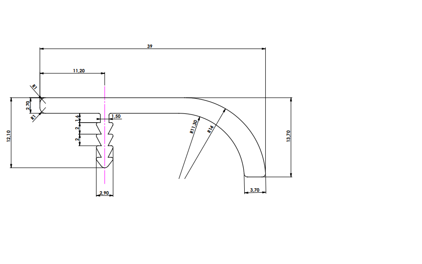 Kapak Ve Sürgü Kulp Profili Parlak El. Radüslü 250 Cm
