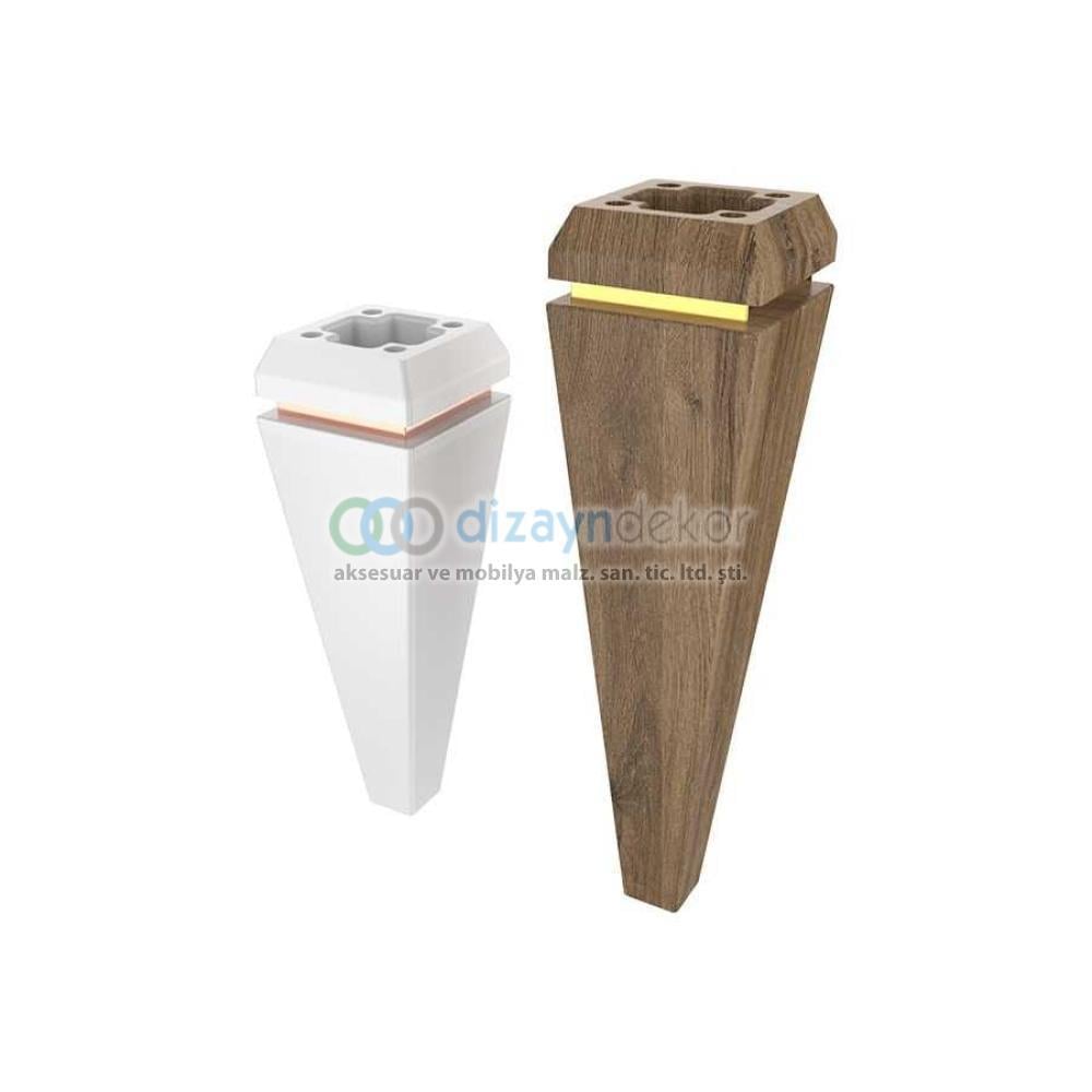 Kare Konik Mobilya Dolap Ayağı Mat Siyah Altın 23 Cm