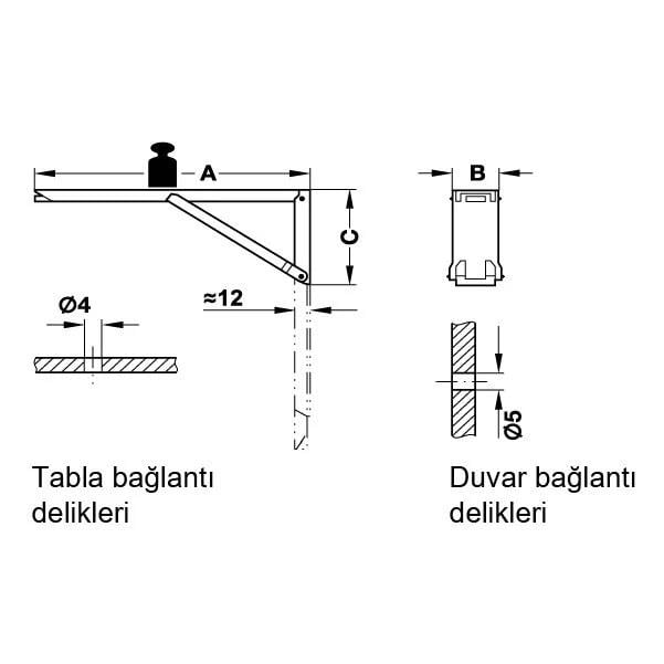 Katlanır Masa Ve Raf Konsolu 30 Cm