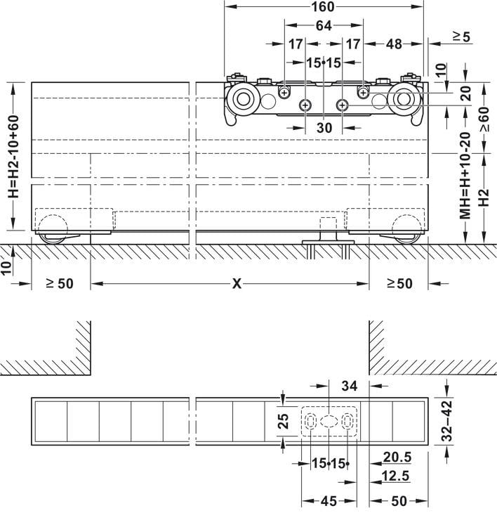 Kayar Kapı Seti 80 kğ. Gizli Raylı
