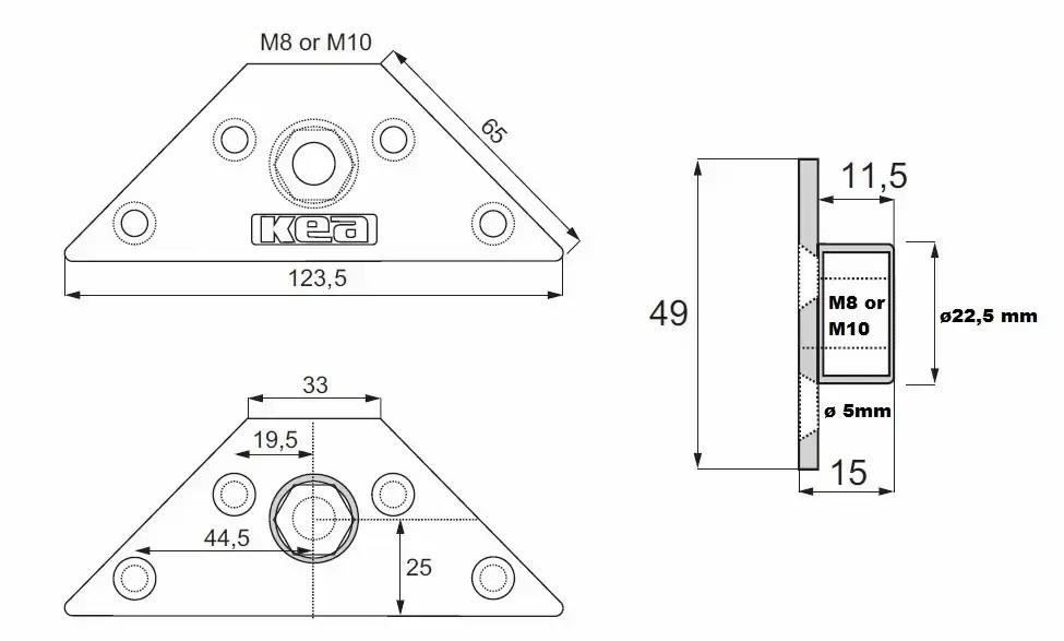Kea Üçgen Ayak Bağlantı Seti M10 