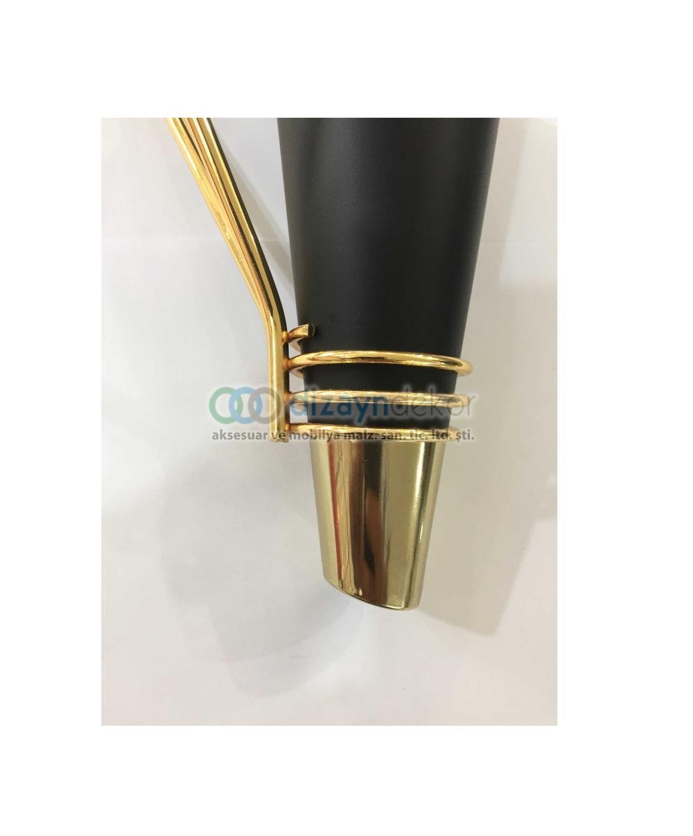 Konik Açılı Aksesuarlı Dolap Ayağı Parlak Altın Mat Siyah 23 Cm