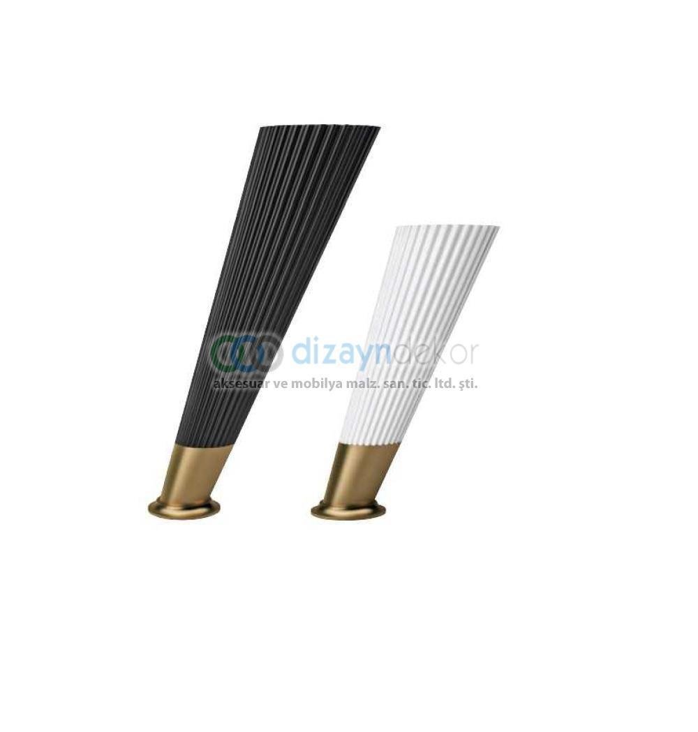 Konik Açılı Çizgili Koltuk Kanepe Ve Dolap Ayağı Beyaz-altın 16 Cm