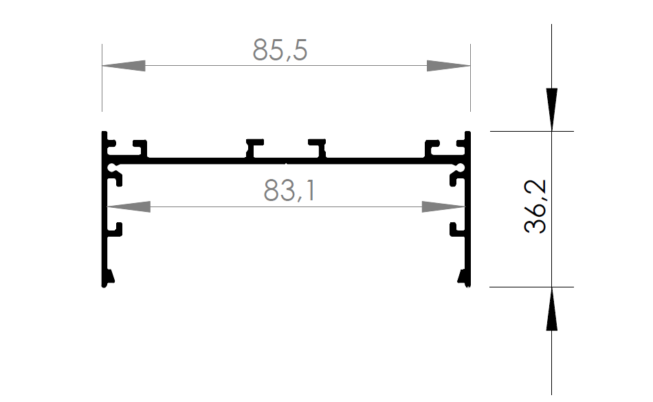 Lineer Sıvaaltı Gömme Pcb Led Profil Armatür 85-36 mm.