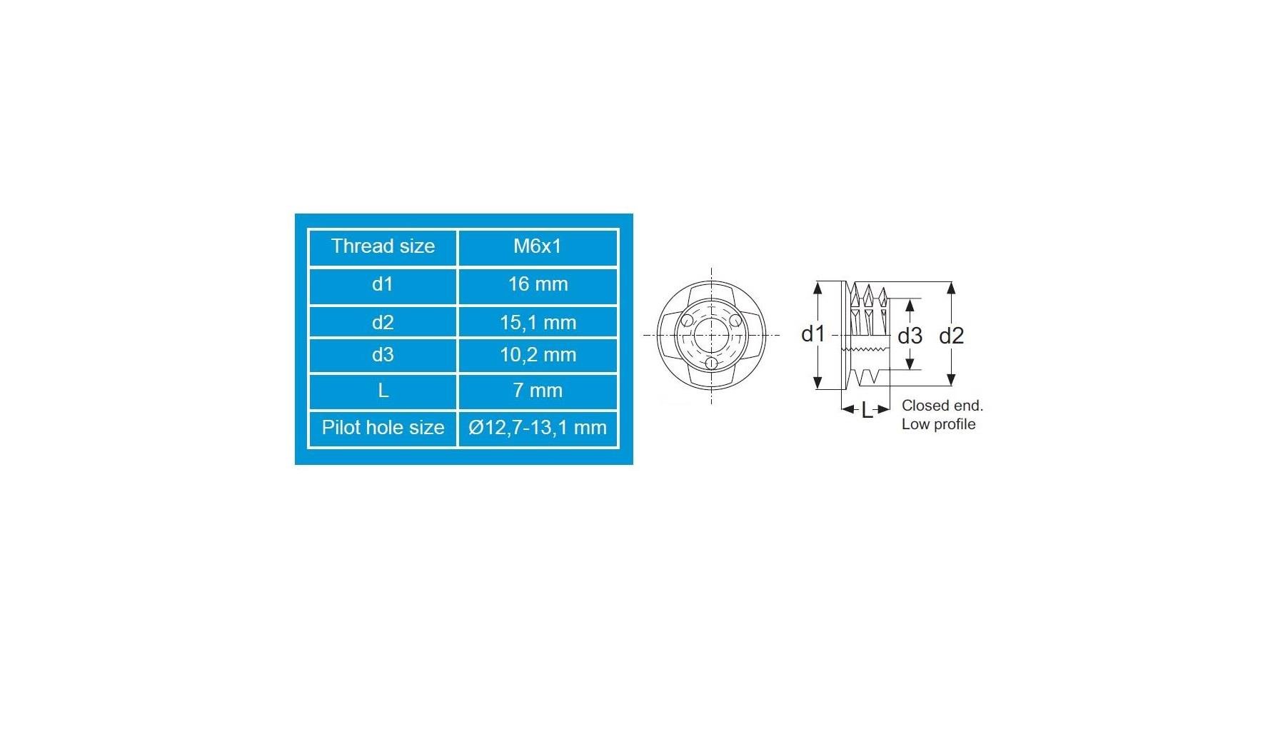 M6 7x16 Mm. Vidalı Diş Kesme Zamak Metal Dübel-20 Adet