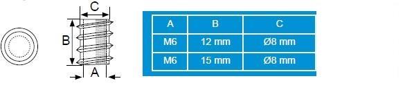 M6 8x12 Mm. Zamak Metal Dübel-40 Adet