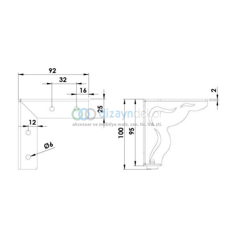 Mat Siyah Desenli Ayak 10 Cm