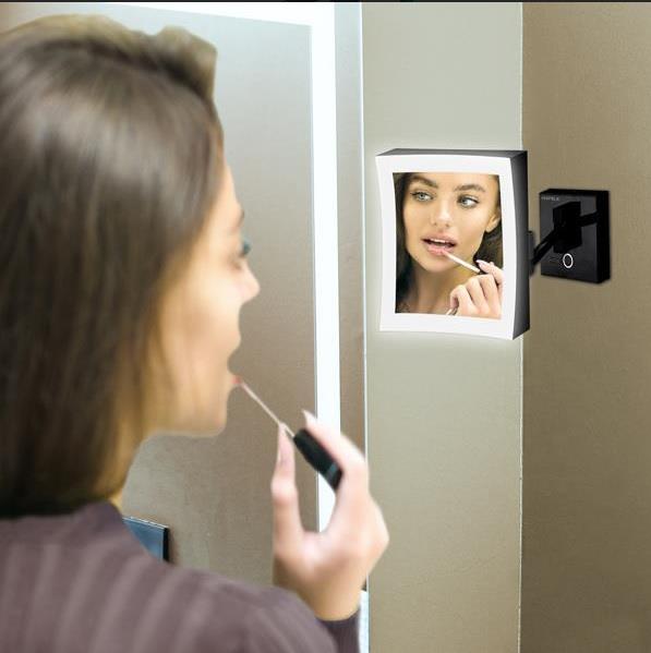 Mat Siyah Dokunmatik Led Aydınlatmalı Makyaj Aynası