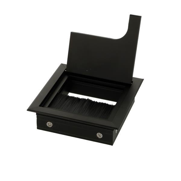 Mat Siyah Masa Kablo Kanal Kapağı, Kare Fırçalı Lüks 80*80 Mm