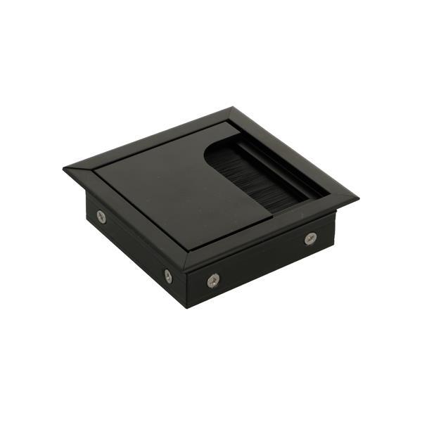 Mat Siyah Masa Kablo Kanal Kapağı, Kare Fırçalı Lüks 80*80 Mm