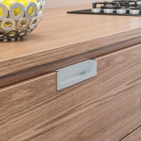 Mat Siyah Yarım Kenar Gömme Kulp 128 Mm