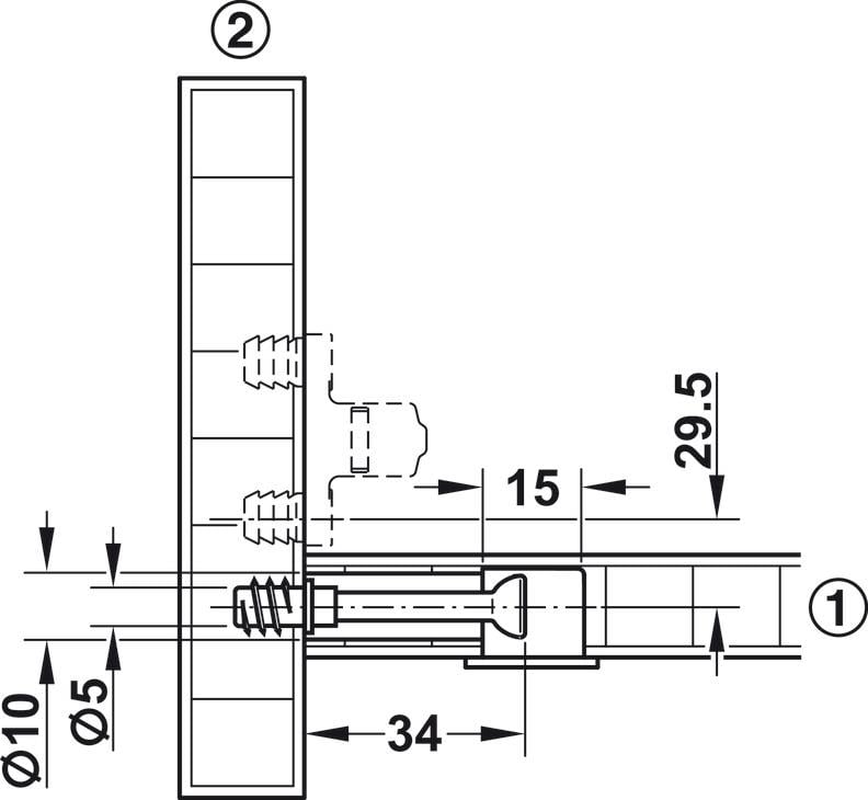 Minifix Dolap Bağlantı Elemanı Metal Dübelli Takım-4 Adet