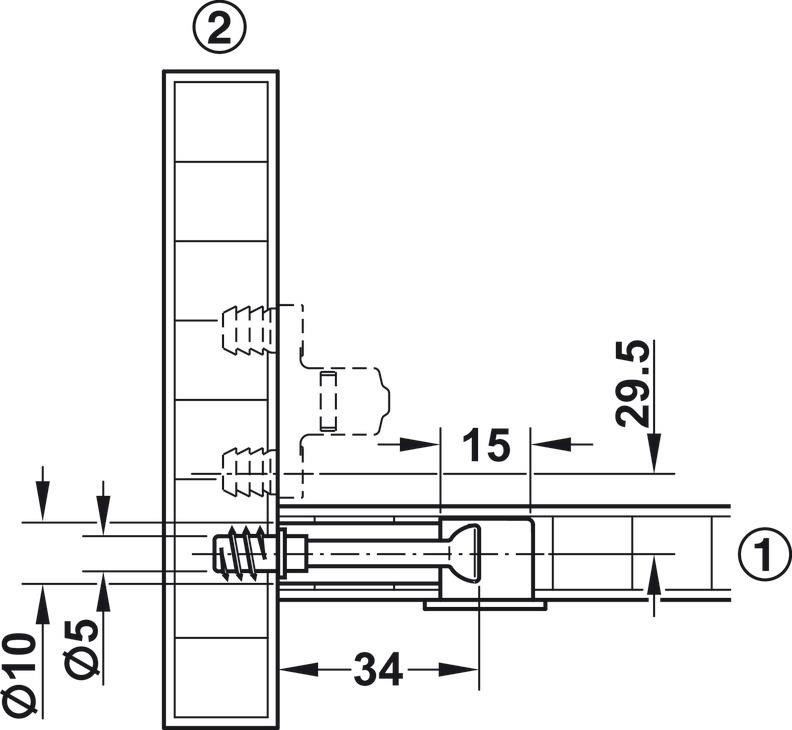 Minifix Kafa ( Gövde ) Nikel 15*18 Mm.-24 Adet