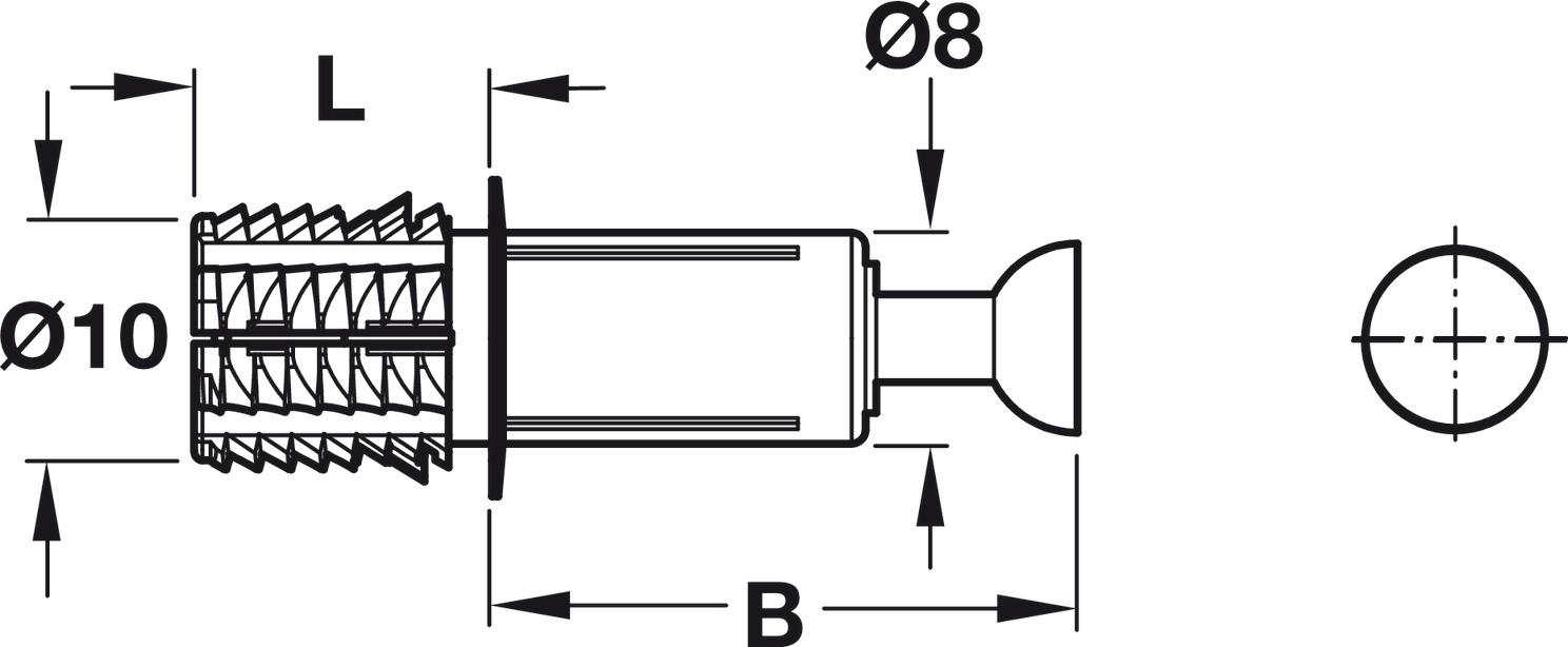 Minifix Mili Kendinden Dübelli 10 Mm.-4 Adet