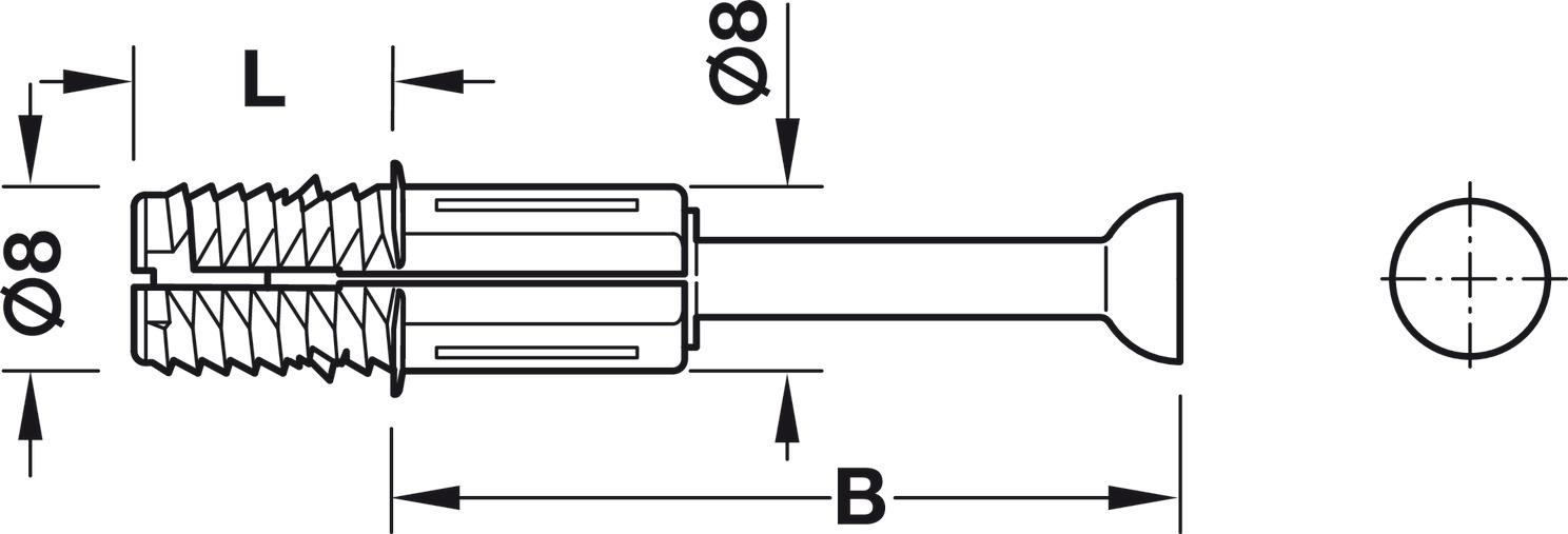 Minifix Mili Kendinden Dübelli 8 Mm.-4 Adet