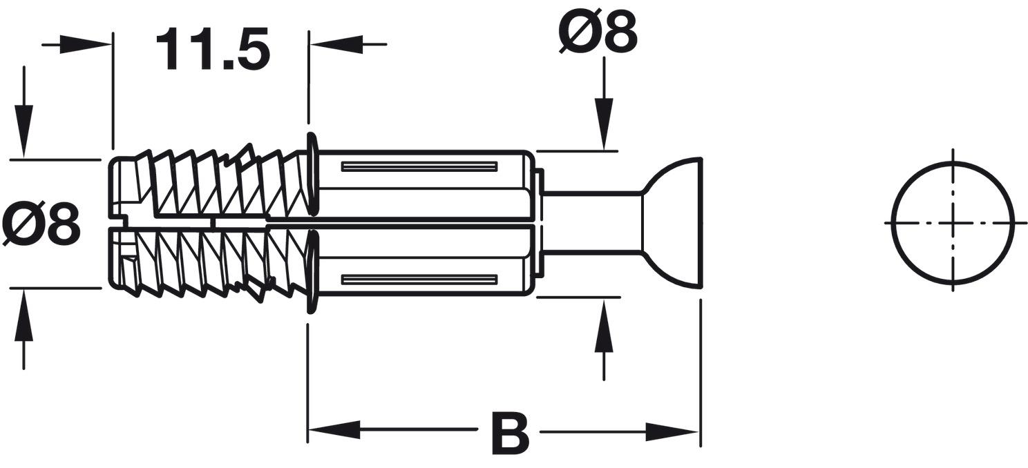 Minifix Mili Kendinden Dübelli 8 Mm.-4 Adet