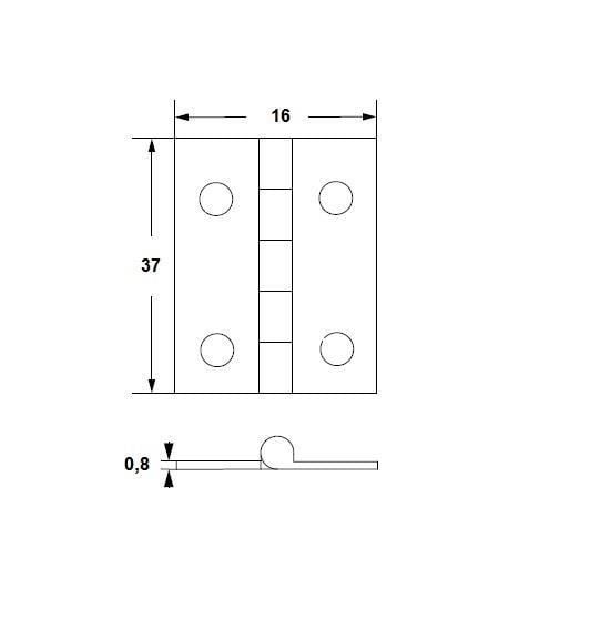 Mücevher, Puro Kutu Yaprak Menteşesi Krom 16*37 Mm