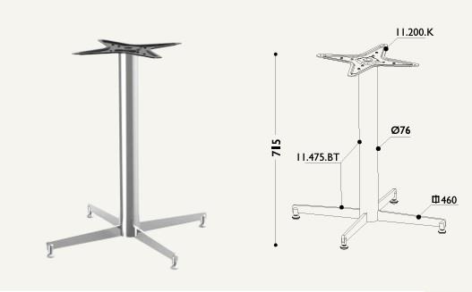 Ortadan Tablalı Modern Parlak Krom Cube Masa Ayağı 70-460 mm.