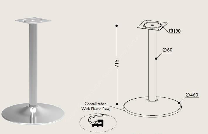Ortadan Tablalı Paslanmaz Lüks Masa Ayağı Yuvarlak 460-710 Mm