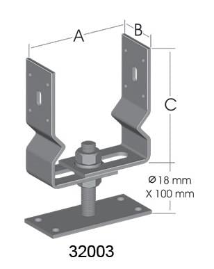 Paslanmaz Ağır Yük Pergola Ayağı Ayarlı Tablalı 10-15 Cm
