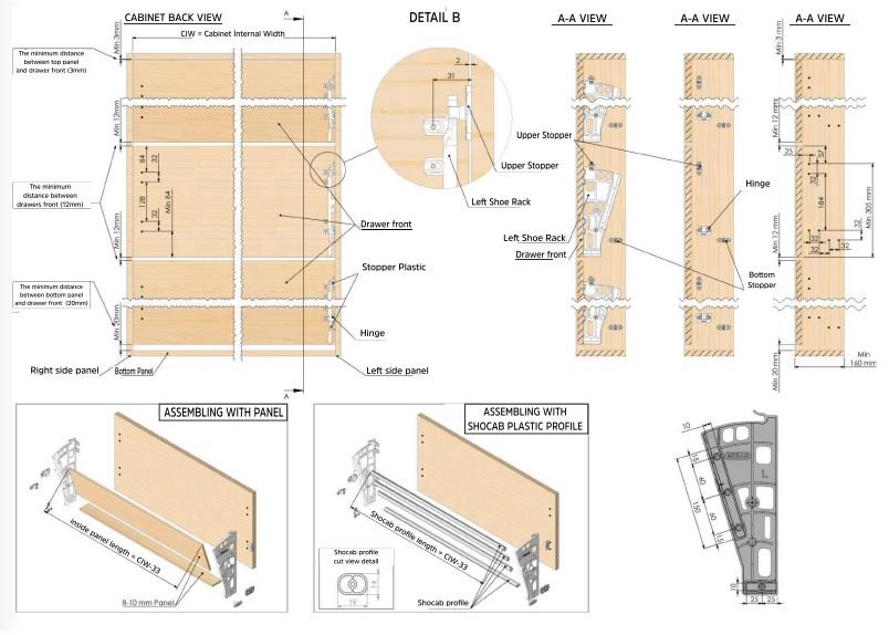 Plastik Tekli Dar Düşer Ayakkabılık Seti