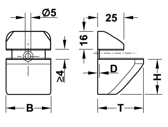 Raf Tutucu Cam-ahşap Parlak Krom 4-25 Mm. - 2 Adet
