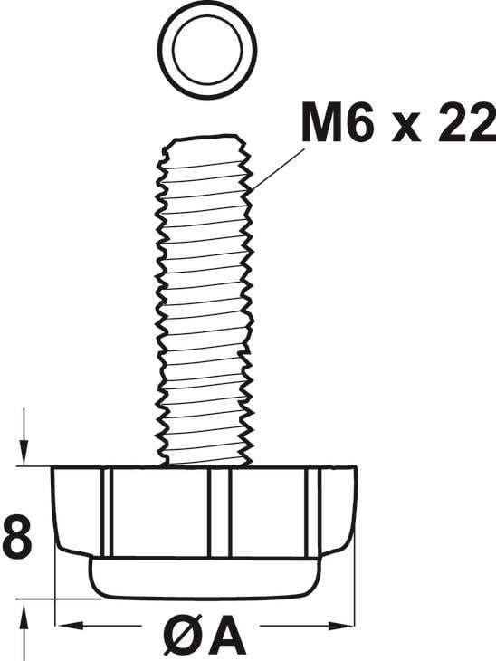 Sabit Baza Bingo Ayar Vidası M6 X 22 Mm