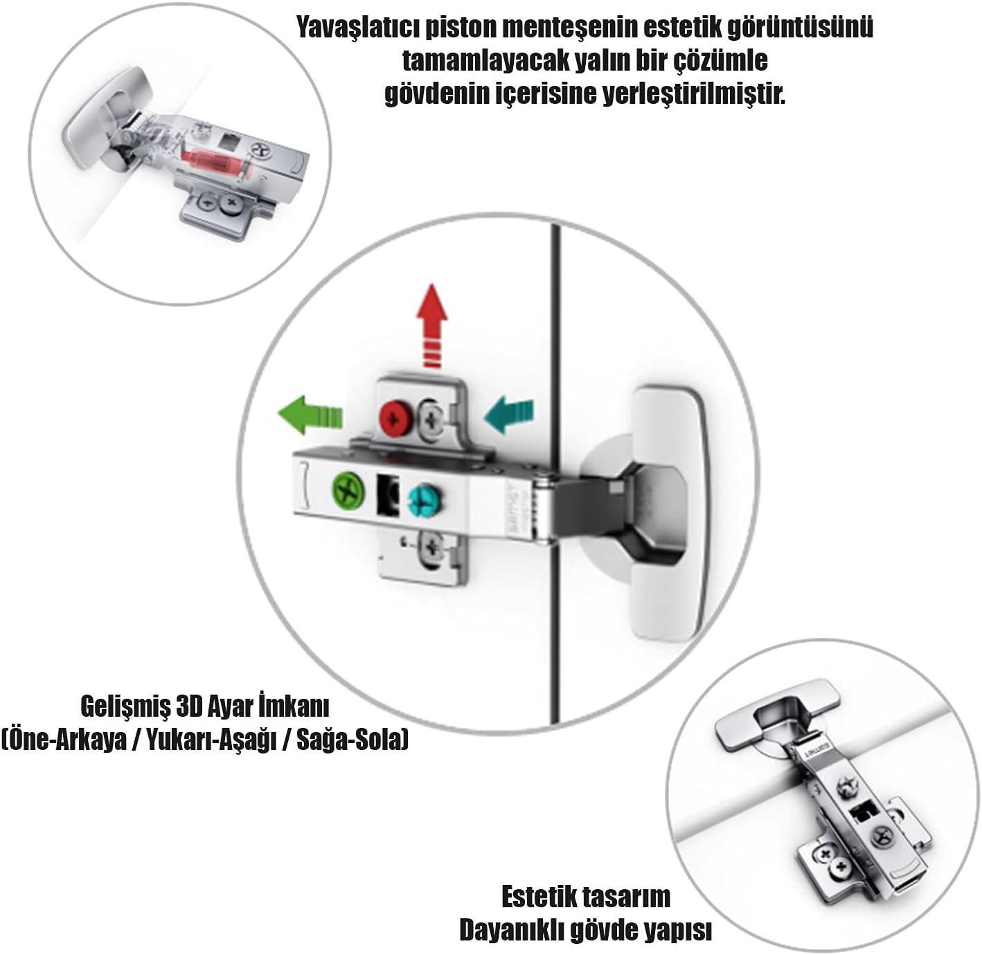 Samet Master Frenli Klipsli Düz Menteşe - 2 Adet