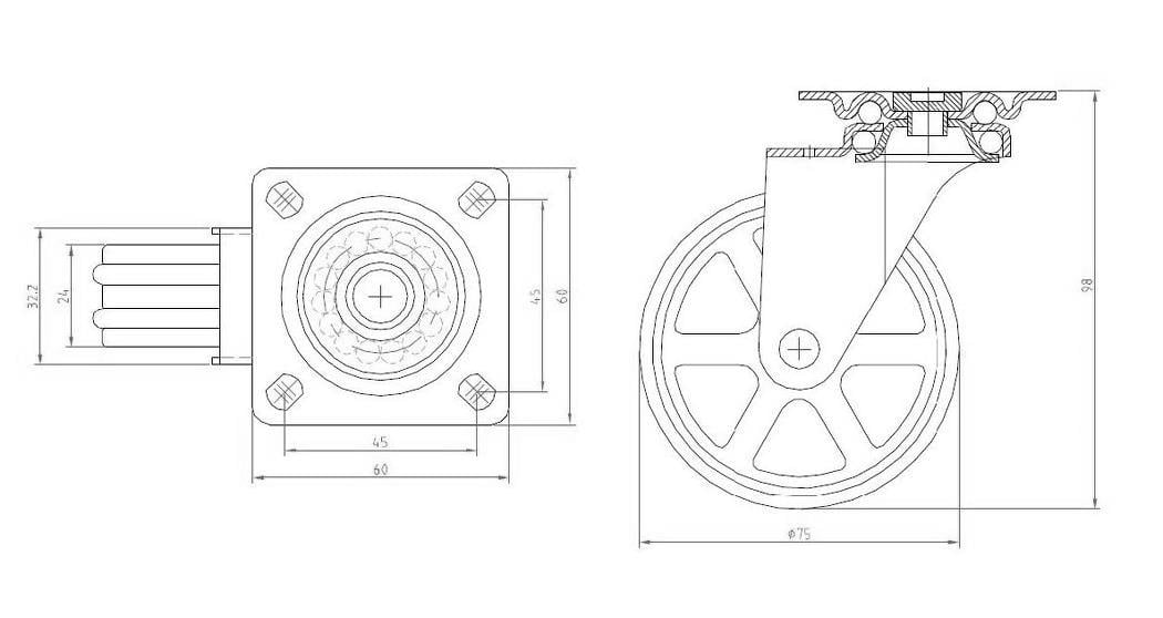 Sessiz Lüx Contalı Mobilya Tekeri Alüminyum Gövde 98 Mm. Frenli