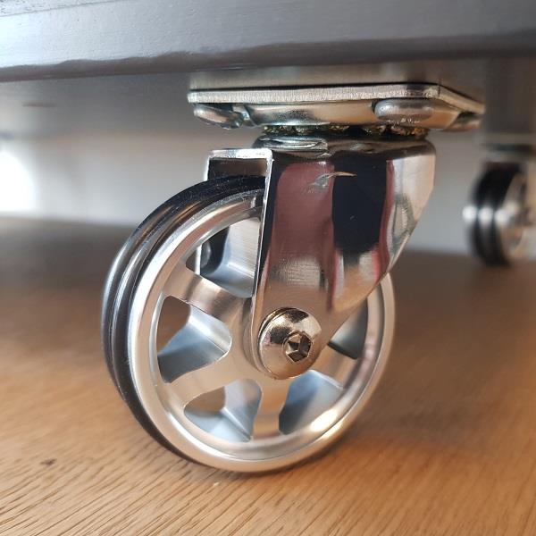 Sessiz Lüx Contalı Mobilya Tekeri Alüminyum Gövde 65 Mm. Düz