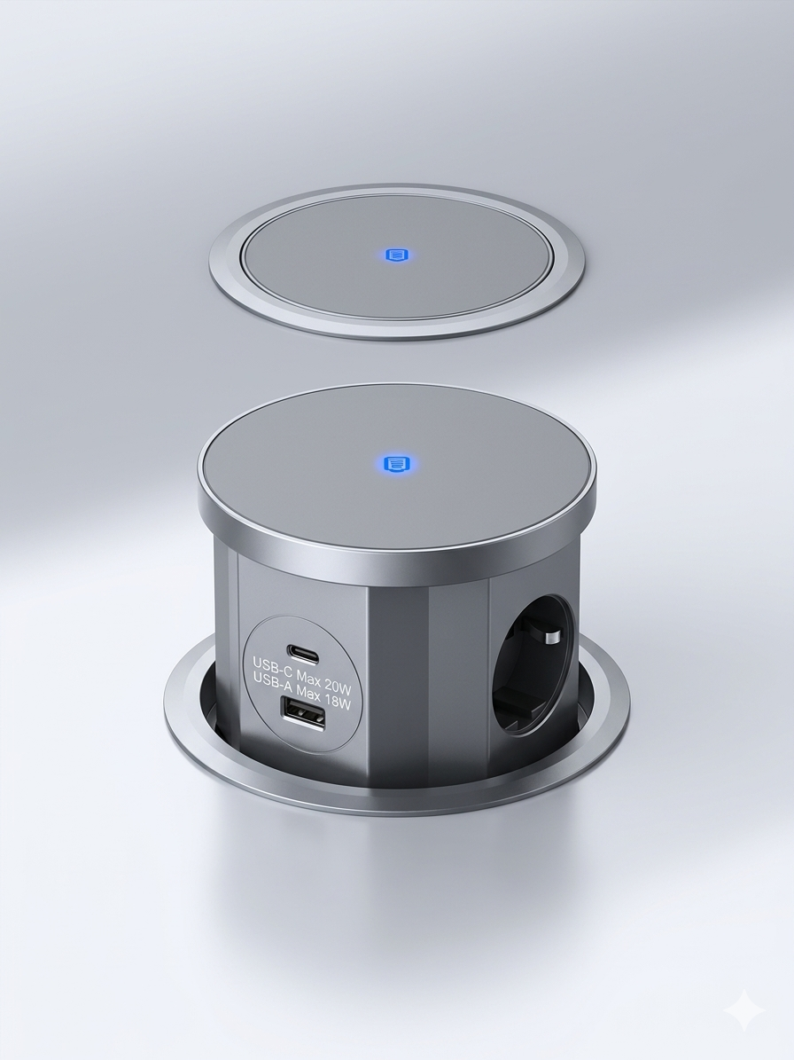 Silindir Wi-Fi Şarjlı Priz Kasası Seti 2100 Beyaz