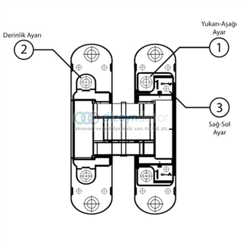 Soho 3 D Gizli Gömme Ayarlı Kapı Menteşesi Mat Krom 135*28 Mm