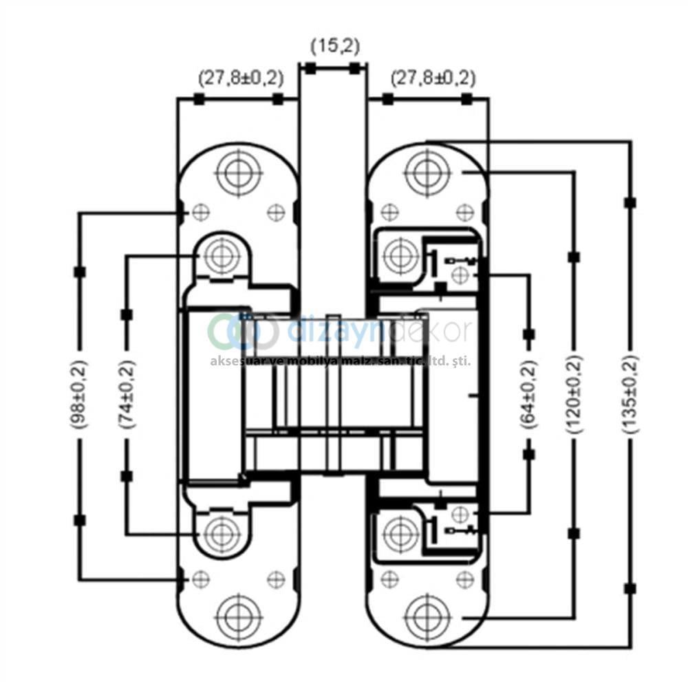 Soho 3 D Gizli Gömme Ayarlı Kapı Menteşesi Mat Krom 135*28 Mm