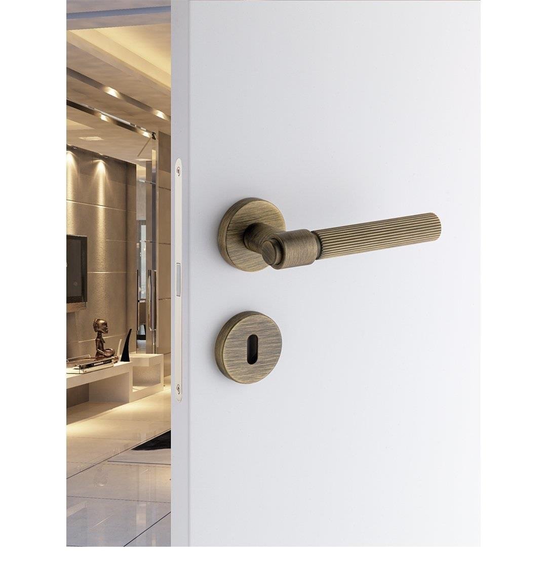 System Axes-L Rozetli Kapı Kolu Parlak Altın - Oda