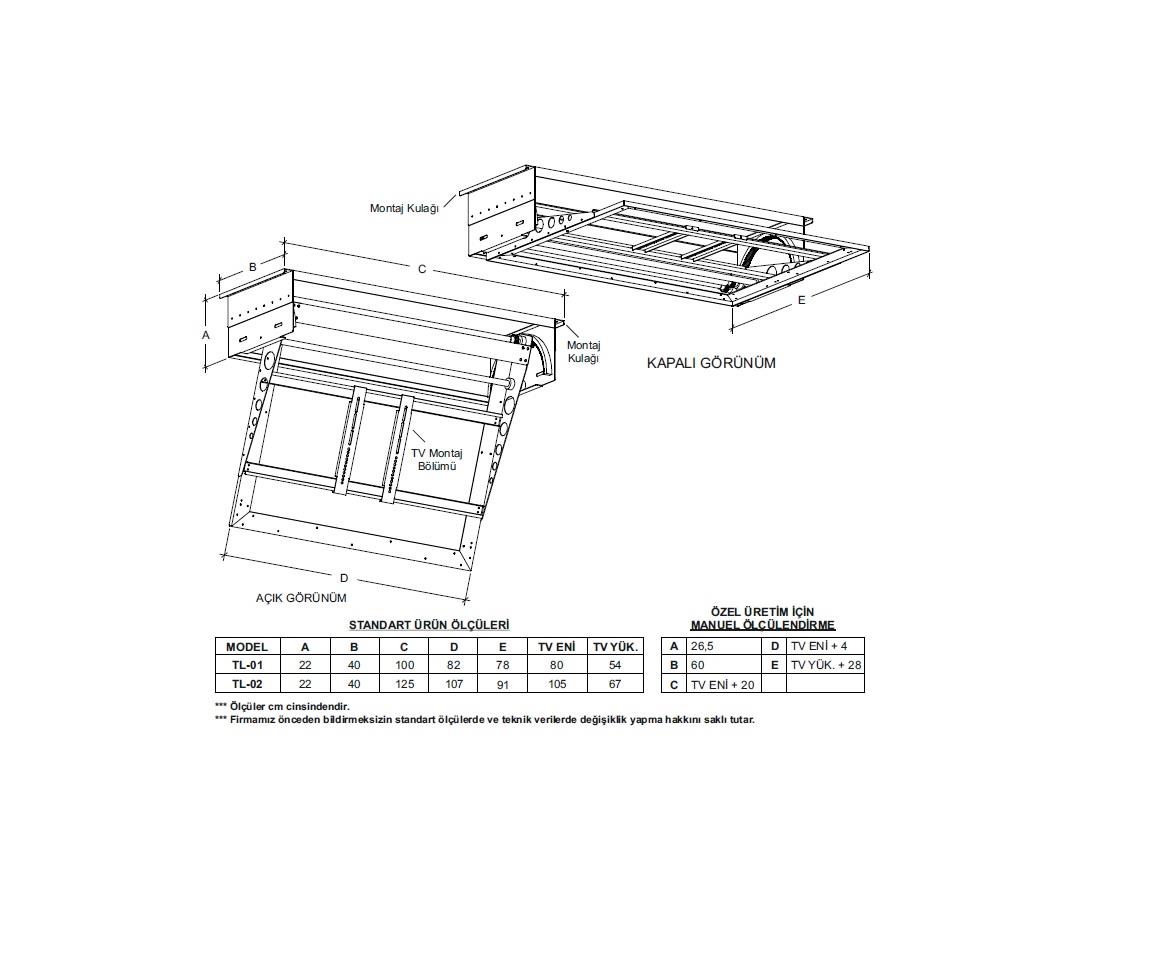 Tavan Lift Lcd Led Plazma Tv Mekanizması 46-55