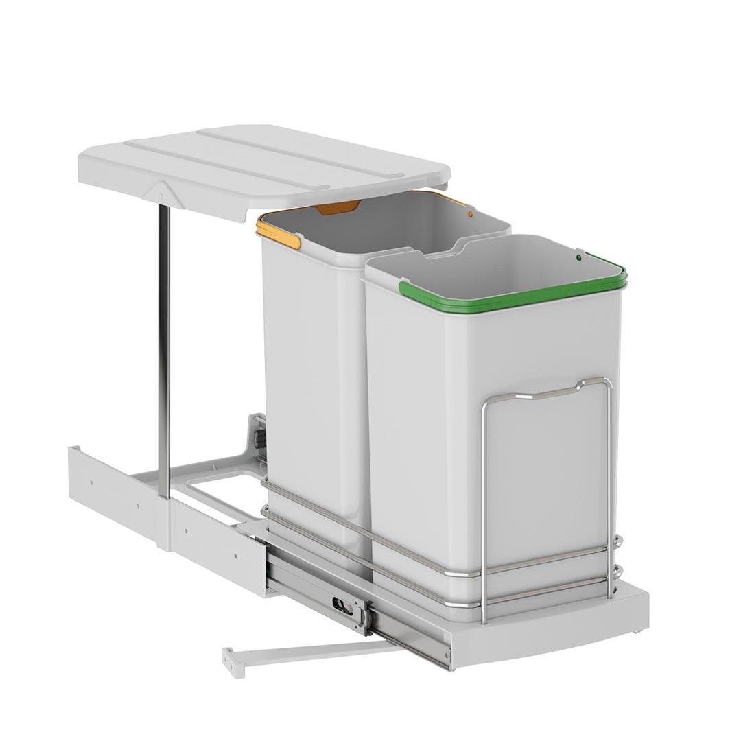 Teleskopik Raylı Plastik Gövde Çöp Kovası 12+12 Lt. Antrasit S2392